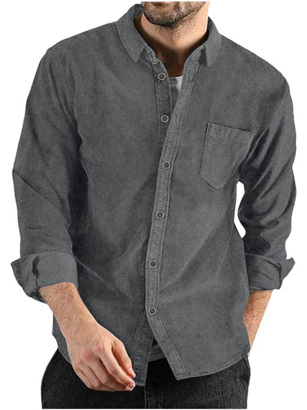 Chic Corduroy Lapel Jacket: Cozy Long-Sleeved Casual Elegance - MENLL